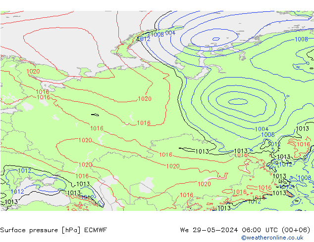 Surface pressure ECMWF We 29.05.2024 06 UTC