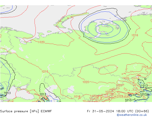 Luchtdruk (Grond) ECMWF vr 31.05.2024 18 UTC