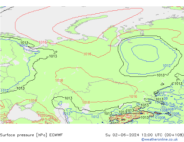 pressão do solo ECMWF Dom 02.06.2024 12 UTC