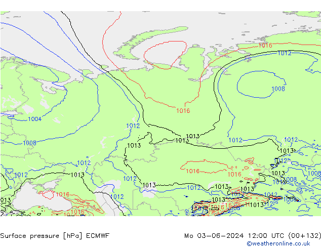 Pressione al suolo ECMWF lun 03.06.2024 12 UTC