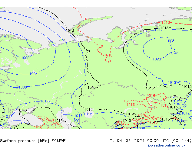 приземное давление ECMWF вт 04.06.2024 00 UTC