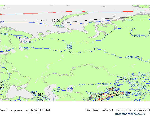 Pressione al suolo ECMWF dom 09.06.2024 12 UTC