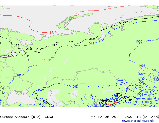 Yer basıncı ECMWF Çar 12.06.2024 12 UTC