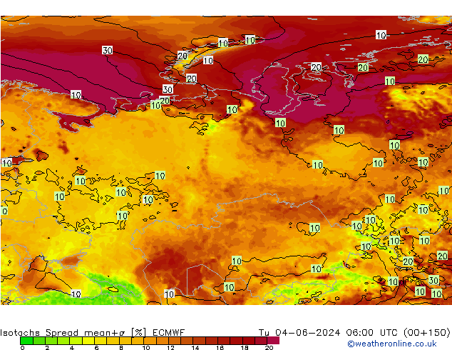 Isotaca Spread ECMWF mar 04.06.2024 06 UTC