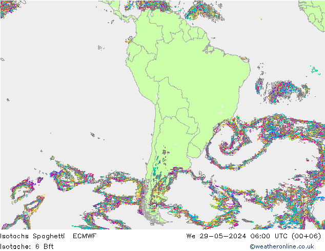 Isotachs Spaghetti ECMWF We 29.05.2024 06 UTC