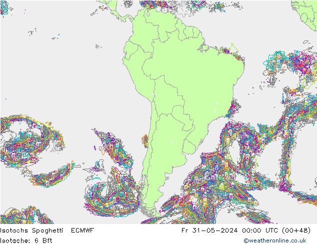 Eşrüzgar Hızları Spaghetti ECMWF Cu 31.05.2024 00 UTC