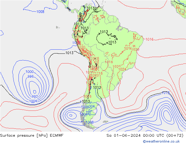 pressão do solo ECMWF Sáb 01.06.2024 00 UTC