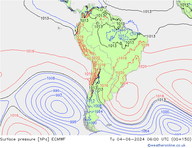 Surface pressure ECMWF Tu 04.06.2024 06 UTC