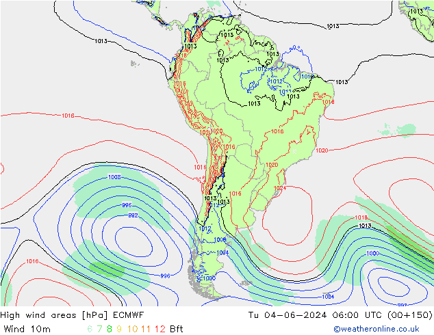 Windvelden ECMWF di 04.06.2024 06 UTC