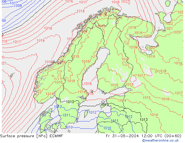 Bodendruck ECMWF Fr 31.05.2024 12 UTC