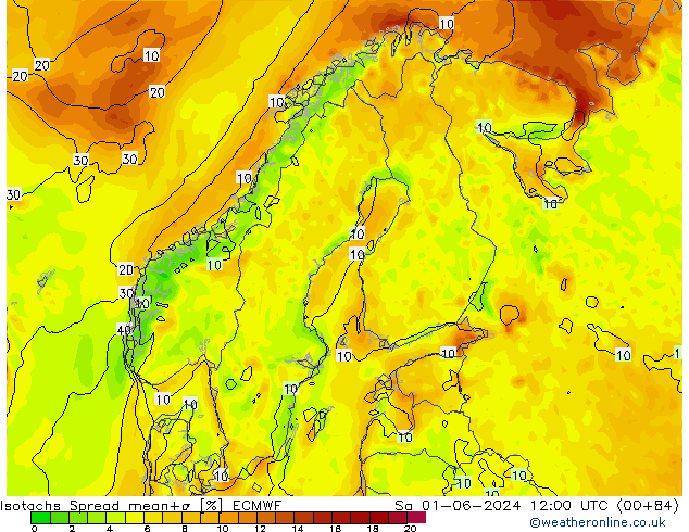 Izotacha Spread ECMWF so. 01.06.2024 12 UTC