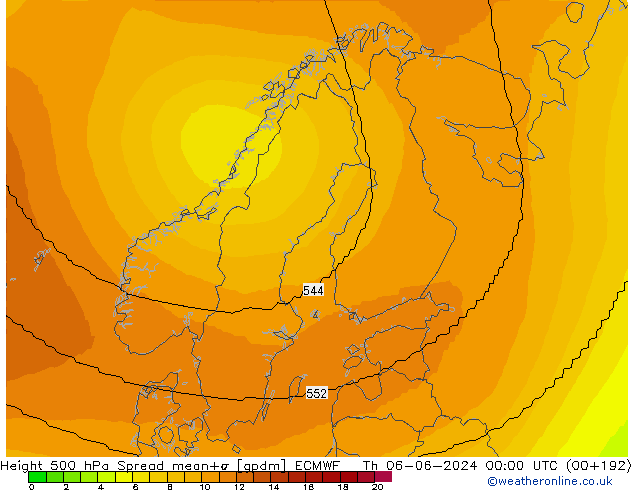 Height 500 hPa Spread ECMWF Do 06.06.2024 00 UTC