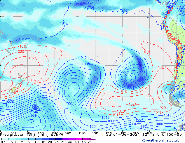 Precipitazione (6h) ECMWF sab 01.06.2024 18 UTC