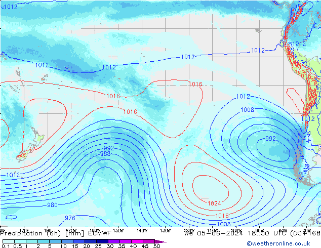 Precipitazione (6h) ECMWF mer 05.06.2024 00 UTC