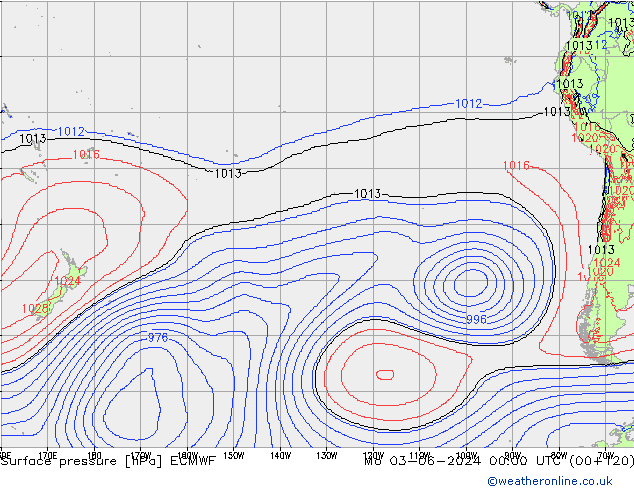 Pressione al suolo ECMWF lun 03.06.2024 00 UTC