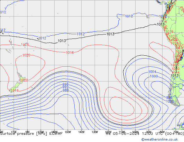 Luchtdruk (Grond) ECMWF wo 05.06.2024 12 UTC