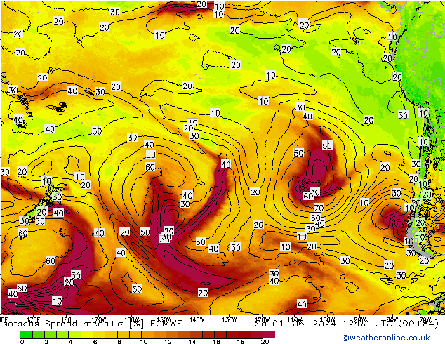 Isotachs Spread ECMWF Sa 01.06.2024 12 UTC