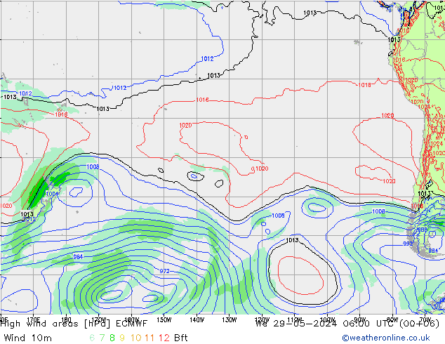 High wind areas ECMWF  29.05.2024 06 UTC