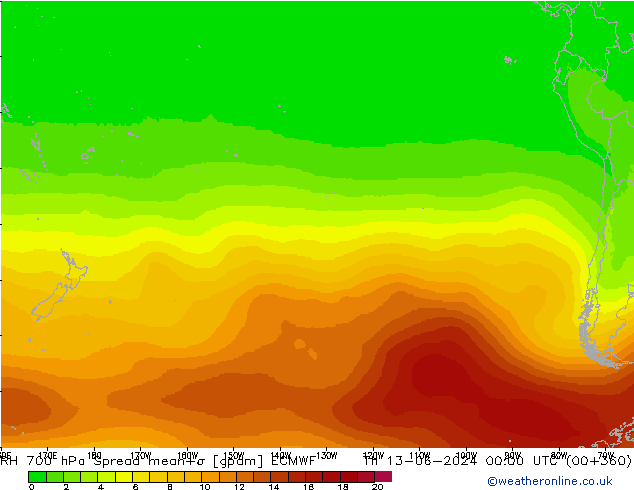 RH 700 hPa Spread ECMWF Th 13.06.2024 00 UTC