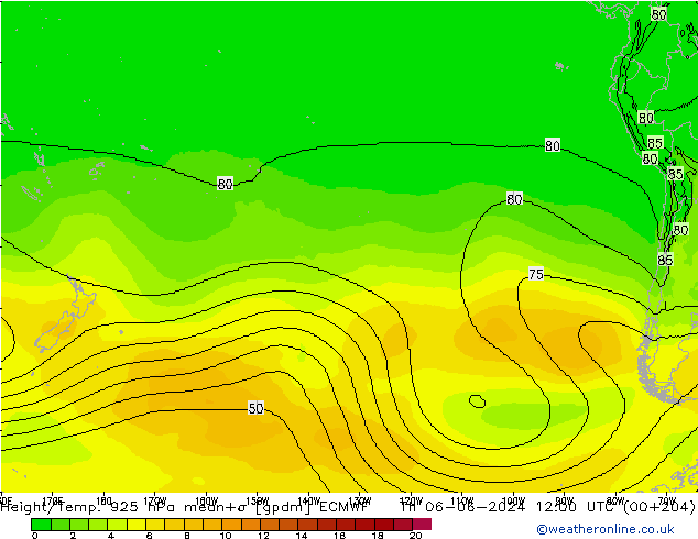 Height/Temp. 925 hPa ECMWF Th 06.06.2024 12 UTC