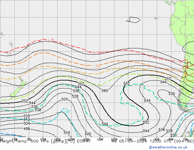 Yükseklik/Sıc. 500 hPa ECMWF Çar 05.06.2024 12 UTC