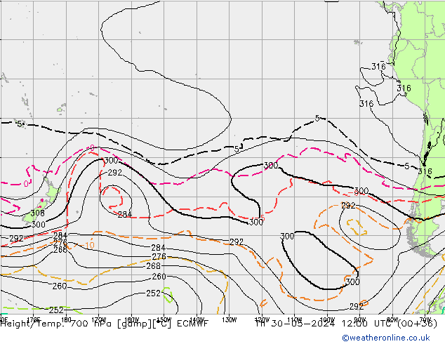 Height/Temp. 700 hPa ECMWF Th 30.05.2024 12 UTC