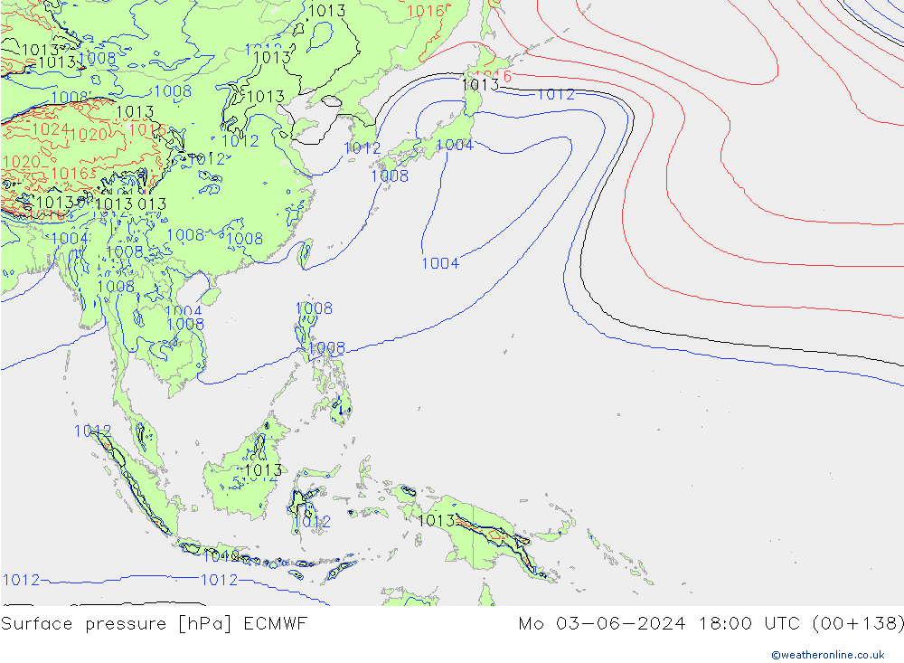 приземное давление ECMWF пн 03.06.2024 18 UTC