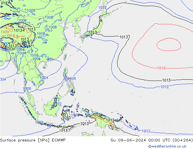 pressão do solo ECMWF Dom 09.06.2024 00 UTC