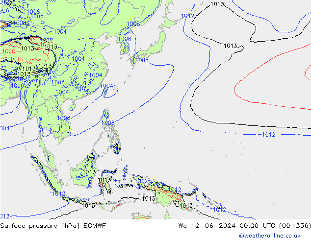 Luchtdruk (Grond) ECMWF wo 12.06.2024 00 UTC