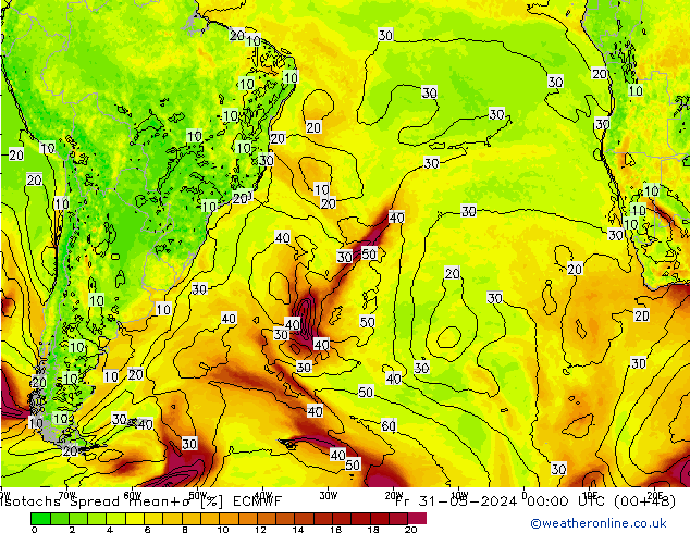 Isotachs Spread ECMWF Fr 31.05.2024 00 UTC