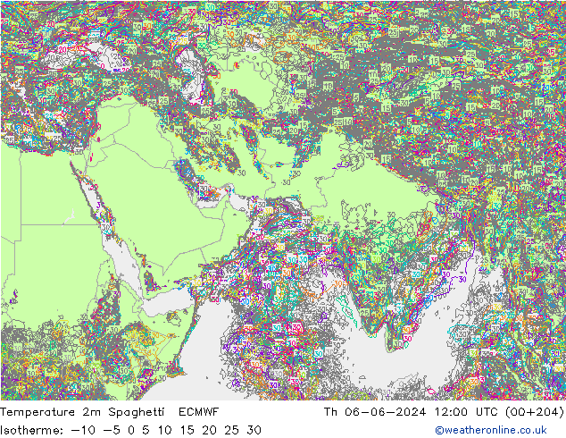 Temperaturkarte Spaghetti ECMWF Do 06.06.2024 12 UTC