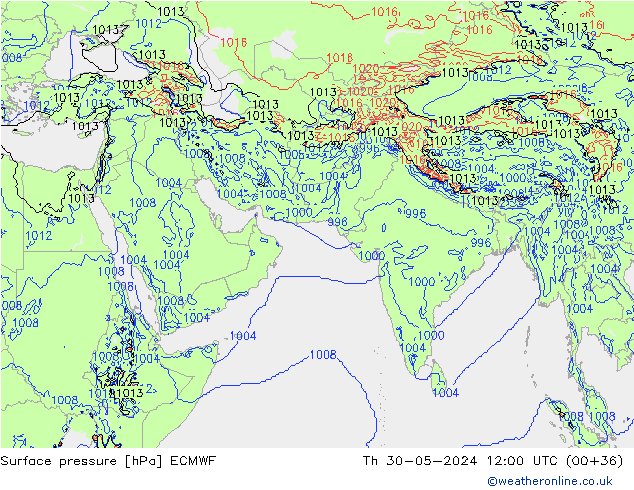 Bodendruck ECMWF Do 30.05.2024 12 UTC