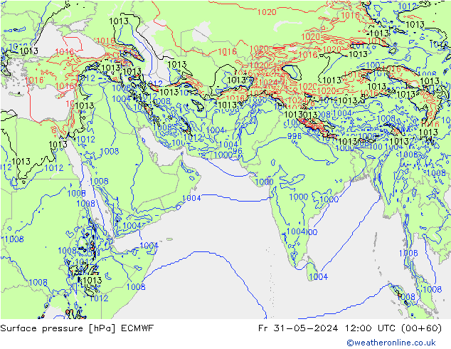 ciśnienie ECMWF pt. 31.05.2024 12 UTC