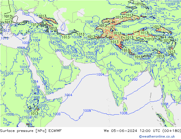 Luchtdruk (Grond) ECMWF wo 05.06.2024 12 UTC