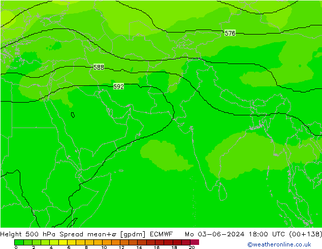 Hoogte 500 hPa Spread ECMWF ma 03.06.2024 18 UTC