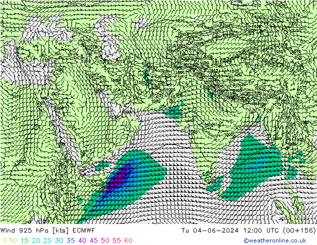 Wind 925 hPa ECMWF Út 04.06.2024 12 UTC