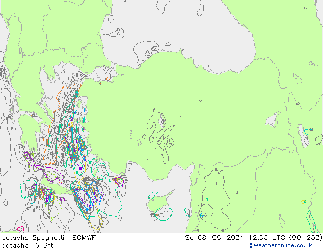 Isotachs Spaghetti ECMWF Sáb 08.06.2024 12 UTC