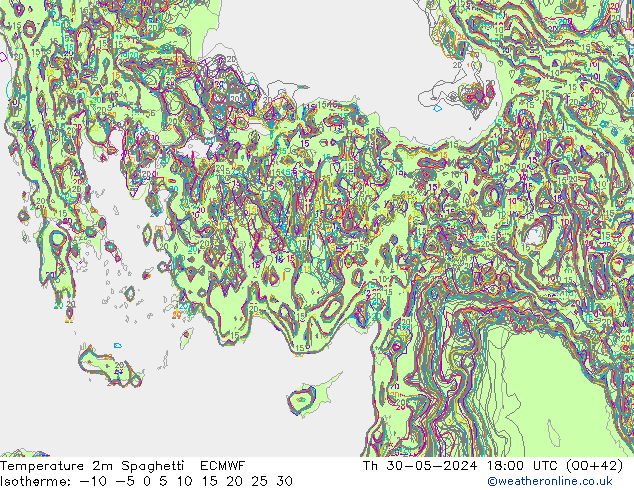 Sıcaklık Haritası 2m Spaghetti ECMWF Per 30.05.2024 18 UTC