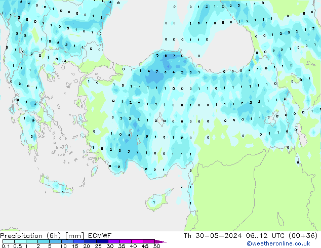 Nied. akkumuliert (6Std) ECMWF Do 30.05.2024 12 UTC