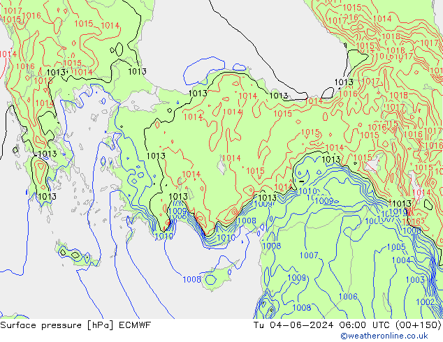 Surface pressure ECMWF Tu 04.06.2024 06 UTC