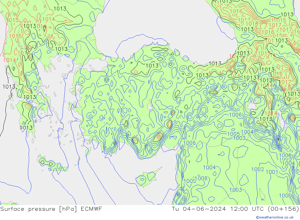 Atmosférický tlak ECMWF Út 04.06.2024 12 UTC