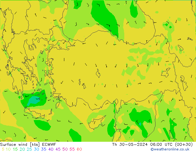 Surface wind ECMWF Th 30.05.2024 06 UTC