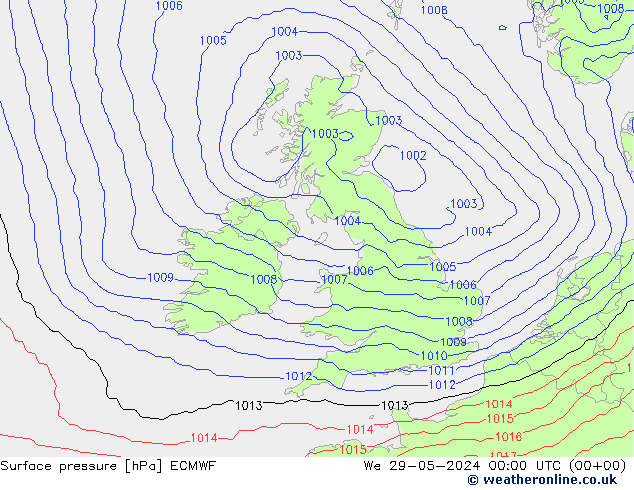 Surface pressure ECMWF We 29.05.2024 00 UTC