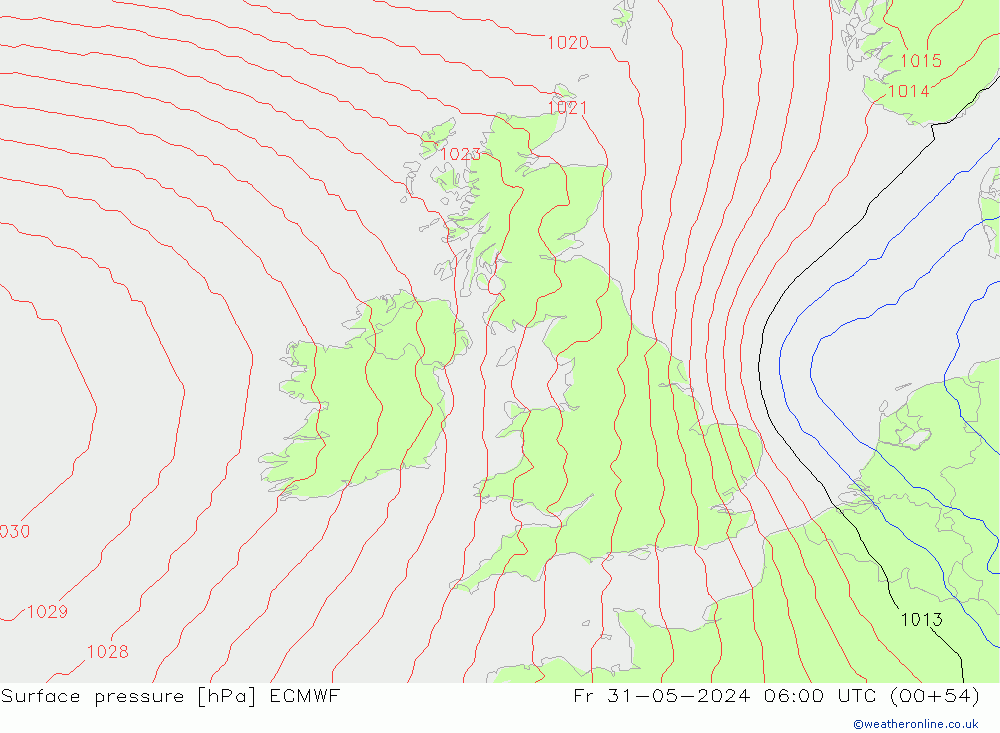 Luchtdruk (Grond) ECMWF vr 31.05.2024 06 UTC