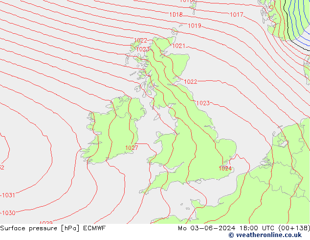 Yer basıncı ECMWF Pzt 03.06.2024 18 UTC