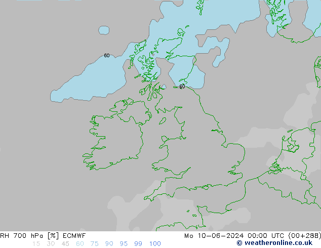 RH 700 hPa ECMWF  10.06.2024 00 UTC