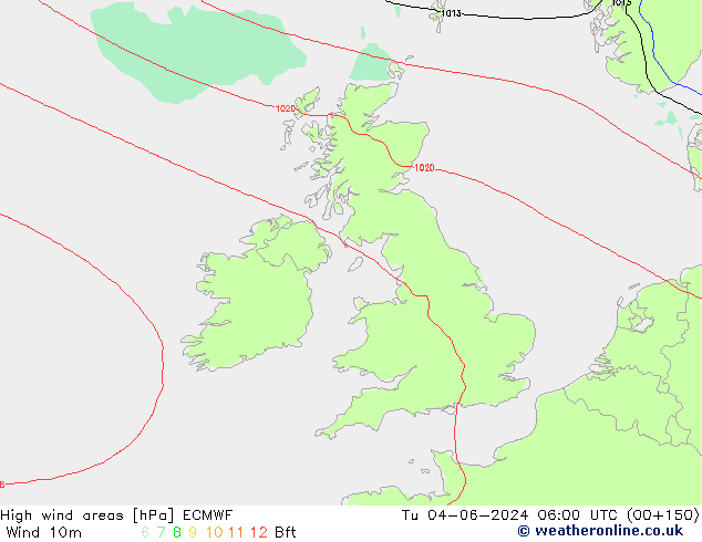 High wind areas ECMWF  04.06.2024 06 UTC