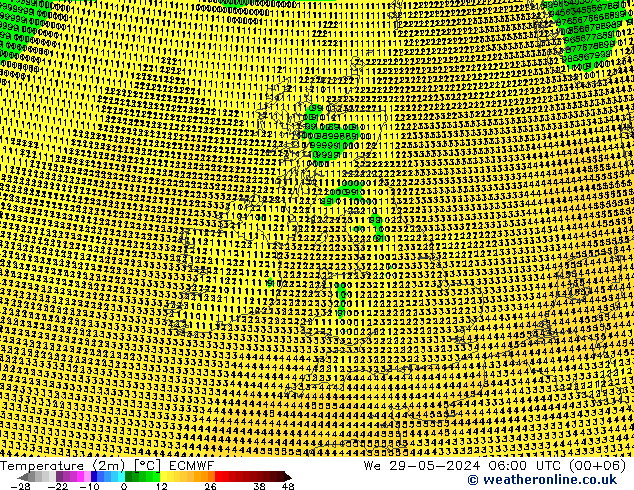 Temperatuurkaart (2m) ECMWF wo 29.05.2024 06 UTC