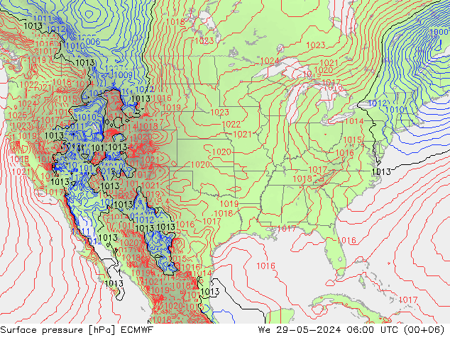 pressão do solo ECMWF Qua 29.05.2024 06 UTC