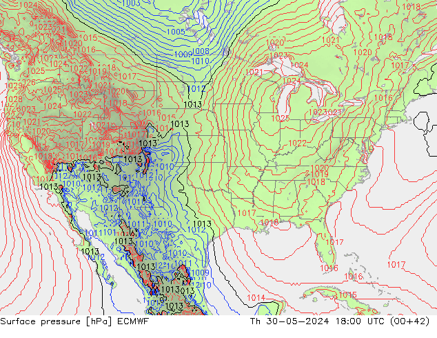 Surface pressure ECMWF Th 30.05.2024 18 UTC